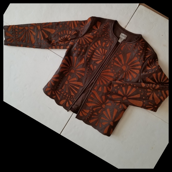 Chico's Brown Suede Leather Blazer S - Picture 7 of 10